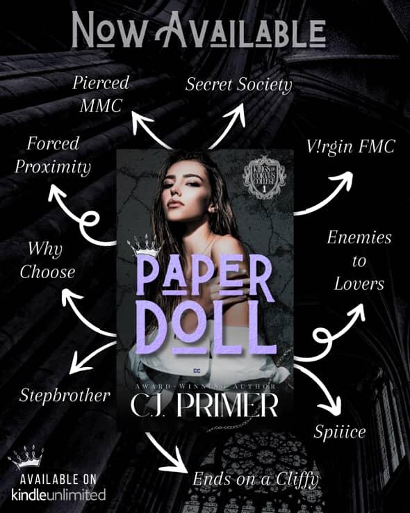 Paper Doll by C.J. Primer (5 Star Book Review) Dark, Bully, Secret Society,&nbsp;Romance